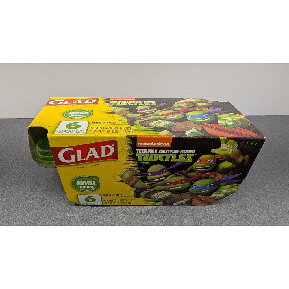Glad TMNT Mini Round Food Containers 6ct 4oz 16 BPA-Free Plastic Storage